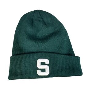 Michigan State Spartans Green Cuffed‎ Knit Beanie Hat NCAA Preowned Fan Gear